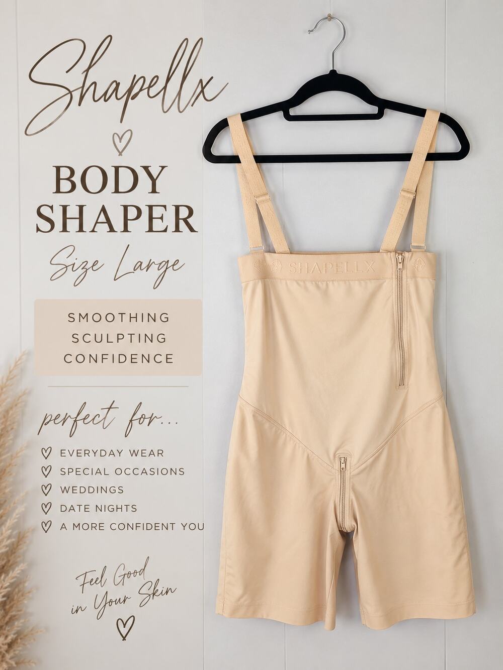 Shapellx Nude Shapewear Large Short High Waist Tummy Control Butt Lifting